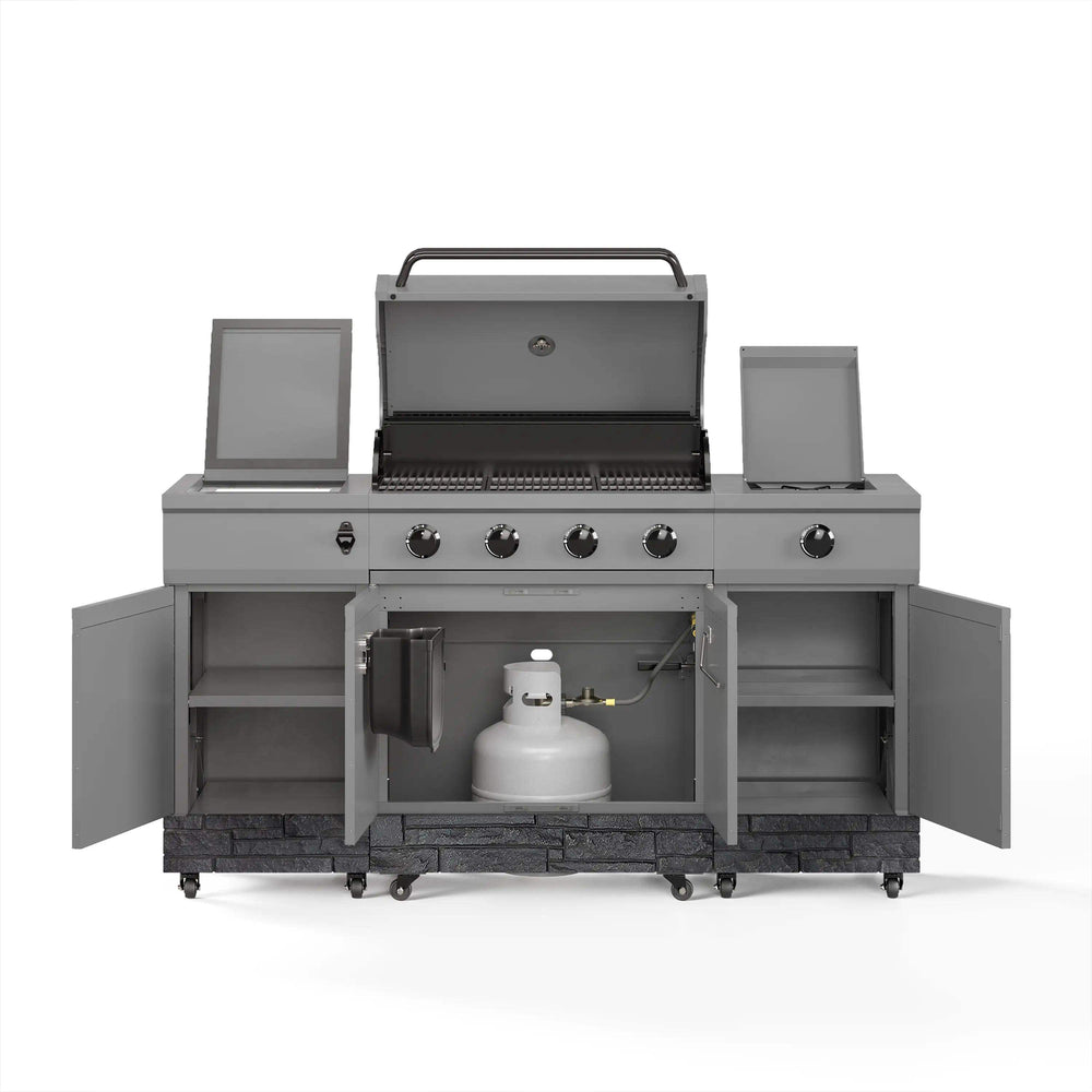 Fresno 5-Burner LP/NG Convertible Grill in Gunmetal + Graphite Stone - TYTUS Grills