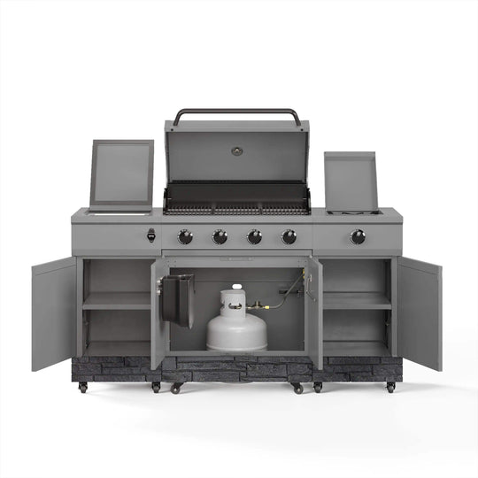 Fresno 5-Burner LP/NG Convertible Grill in Gunmetal + Graphite Stone - TYTUS Grills