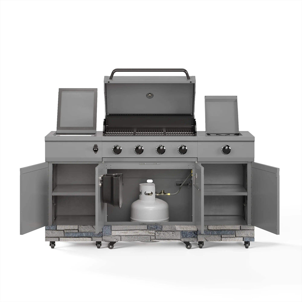 Fresno 5-Burner LP/NG Convertible Grill in Gunmetal + Shadow Stone - TYTUS Grills