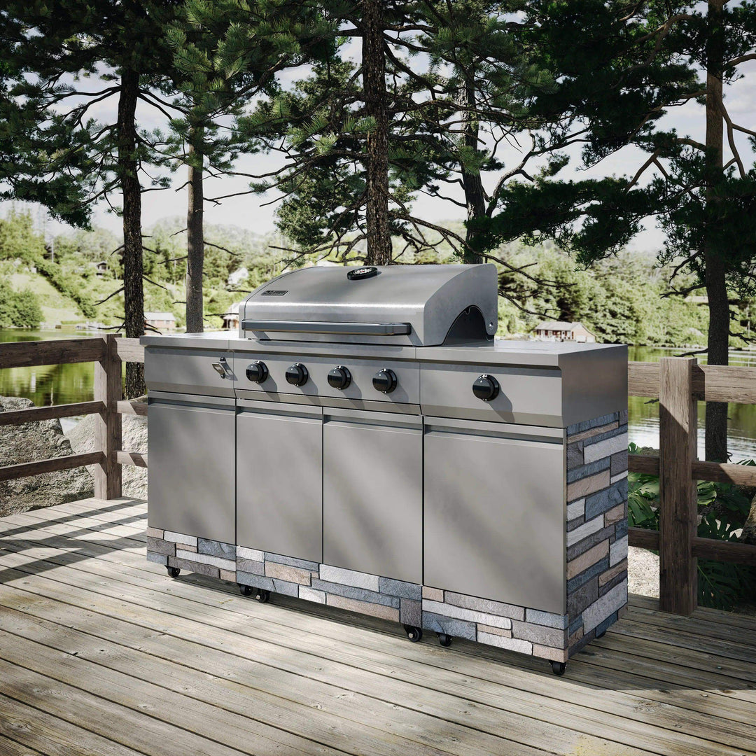 Fresno 5-Burner LP/NG Convertible Grill in Gunmetal + Ash Stone - TYTUS Grills