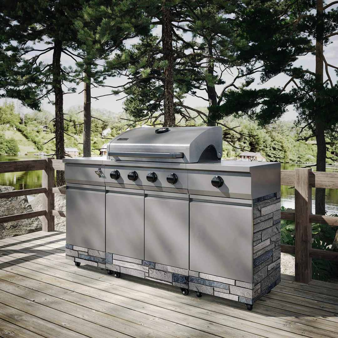 Fresno 5-Burner LP/NG Convertible Grill in Gunmetal + Shadow Stone - TYTUS Grills