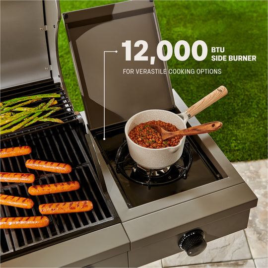 TYTUS Grill with 12,000 BTU Side Burner, Versatile Outdoor Cooking Options, Stainless Steel Grill