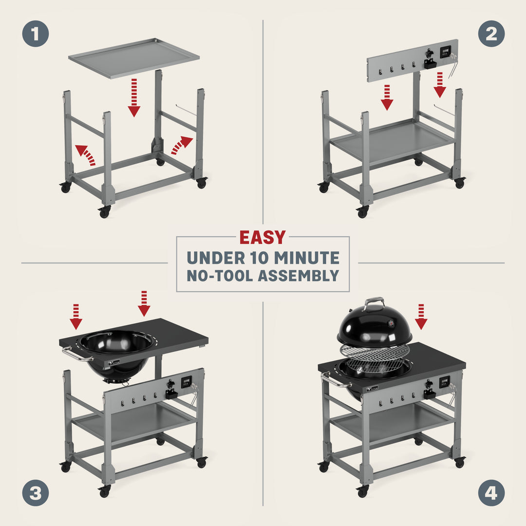 TYTUS Grill Cart Assembly: Easy Under 10 Minute No-Tool Assembly, Step-by-Step Guide, Quick-Assembly Grills