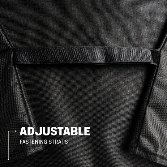 Close-up of TYTUS grill cover adjustable fastening straps for a secure fit.