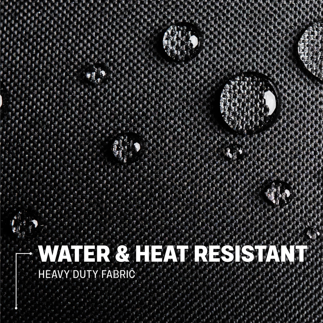 Close-up of TYTUS grill cover fabric showing water droplets, highlighting its water and heat resistant properties.
