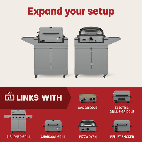 TYTUS Grill Setup: Expand Your Options with 4-Burner Grill, Gas Griddle, Electric Grill & Griddle, Charcoal Grill, Pizza Oven, Pellet Smoker
