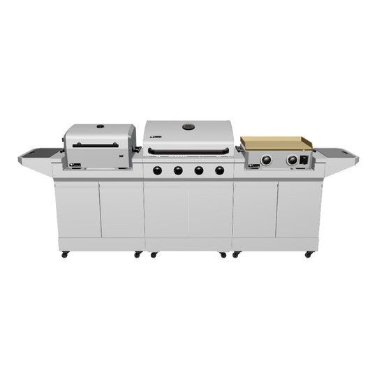 TYTUS Modular Trio with 4-Burner Gas Grill, Charcoal Grill and 2-Burner Gas Griddle