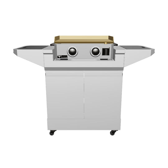TYTUS Emberwood 2-Burner 22” Gas Tabletop Griddle with Grill and Prep Cart