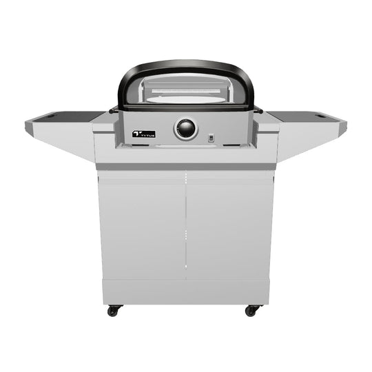 TYTUS Emberwood Gas Tabletop Pizza Oven with Grill and Prep Cart